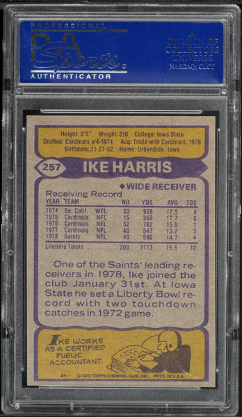 1979 Topps FB Card #257 Ike Harris New Orleans Saints PSA 9 MINT (MGD2)