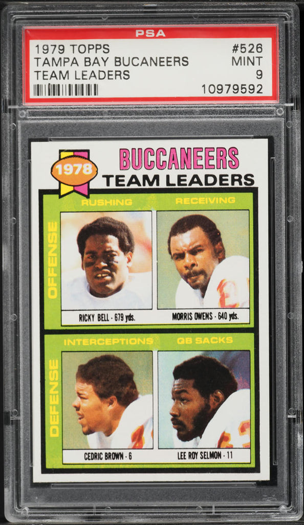 1979 Topps FB Card #526 Tampa Bay Buccaneers TEAM LEADERS PSA 9 MINT (MGD2)