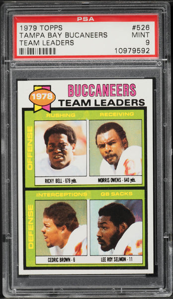 1979 Topps FB Card #526 Tampa Bay Buccaneers TEAM LEADERS PSA 9 MINT (MGD2)