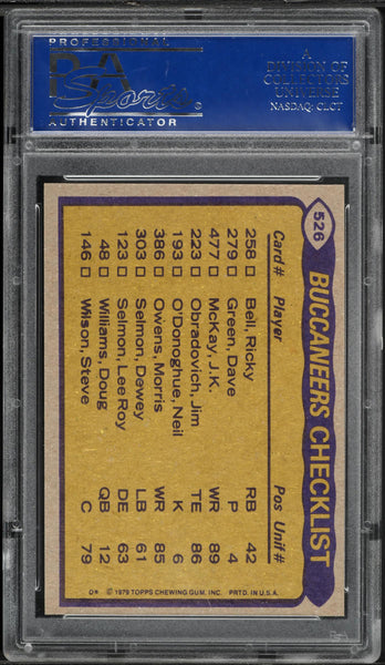 1979 Topps FB Card #526 Tampa Bay Buccaneers TEAM LEADERS PSA 9 MINT (MGD2)