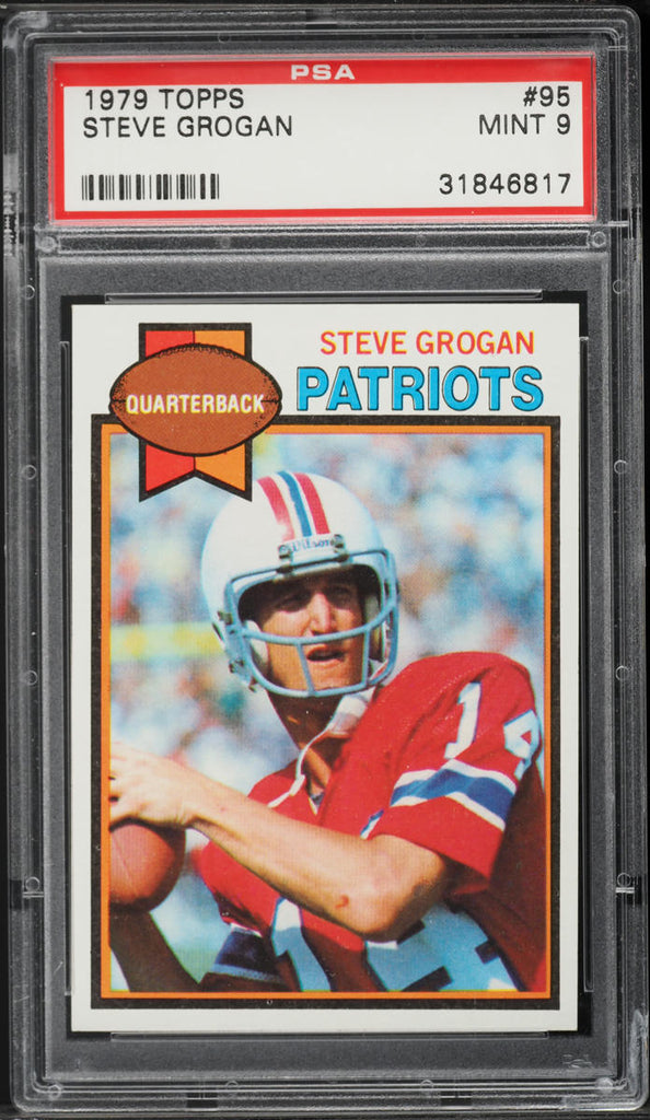 1979 Topps FB Card # 95 Steve Grogan New England Patriots HOF PSA 9 MINT (MGD2)