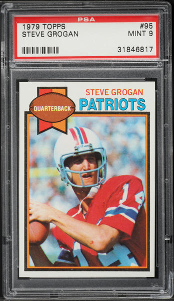 1979 Topps FB Card # 95 Steve Grogan New England Patriots HOF PSA 9 MINT (MGD2)