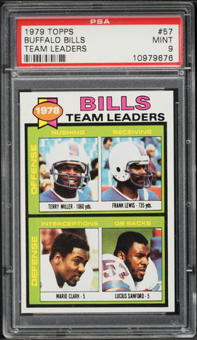 1979 Topps FB Card # 57 Buffalo Bills TEAM LEADERS PSA 9 MINT (MGD2)