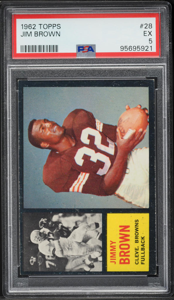 1962 Topps FB Card # 28 Jim Brown Cleveland Browns HOF PSA 5 EX (MGD2)