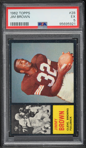 1962 Topps FB Card # 28 Jim Brown Cleveland Browns HOF PSA 5 EX (MGD2)