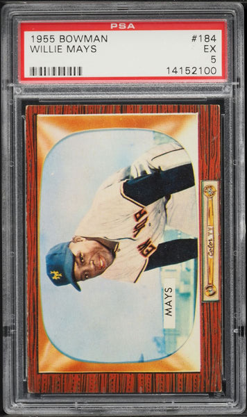 1955 Bowman BB Card #184 Willie Mays New York Giants HOF PSA 5 EX (MGD2)