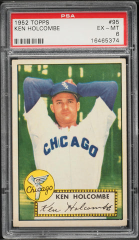 1952 Topps BB Card # 95 Ken Holcombe Chicago White Sox PSA 6 EXMT (MGD2)