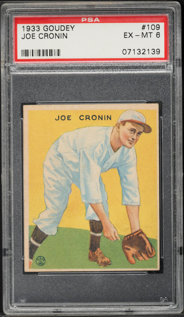 1933 Goudey BB Card #109 Joe Cronin Washington Senators HOF ROOKIE RC PSA 6 EXMT (MGD2)