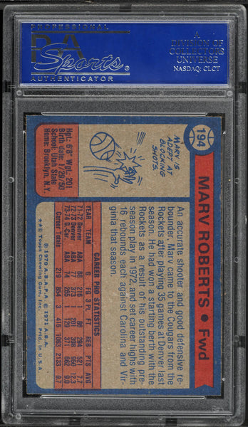 1974 Topps BkB Card #194 Marv Roberts St. Louis Spirits ROOKIE RC PSA 8 NM-MT (MGD2)