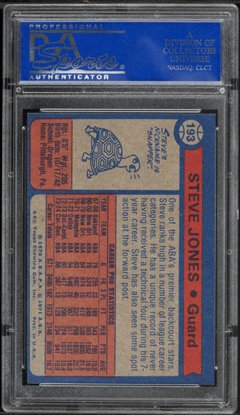 1974 Topps BkB Card #193 Steve Jones Denver Nuggets PSA 8 NM-MT (MGD2)