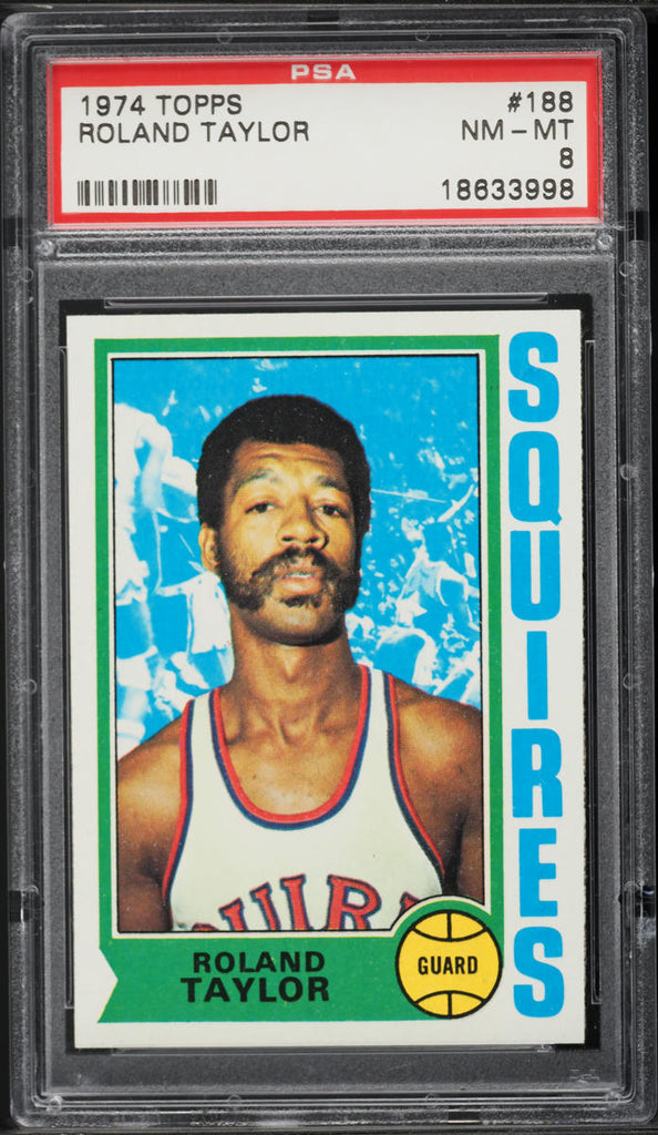 1974 Topps BkB Card #188 Roland Fatty Taylor Virginia Squires PSA 8 NM-MT (MGD2)