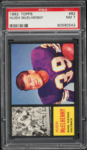 1962 Topps FB Card # 92 Hugh McElhenny Minnesota Vikings HOF SP PSA 7 NRMT (MGD2)