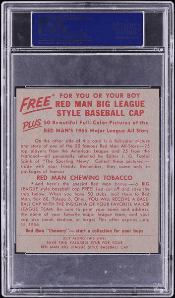 1955 Red Man Tobacco BB Card # 6 Sal Maglie New York Giants PSA 8 NM-MT (MGD2)
