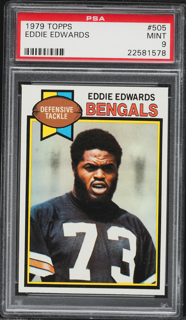 1979 Topps FB Card #505 Eddie Edwards Cincinnati Bengals PSA 9 MINT (MGD2)