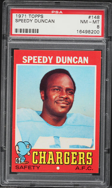 1971 Topps FB Card #148 Speedy Duncan San Diego Chargers HOF PSA 8 NM-MT (MGD2)