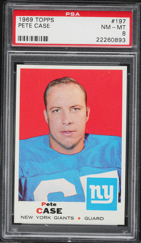 1969 Topps FB Card #197 Pete Case New York Giants PSA 8 NM-MT (MGD2)
