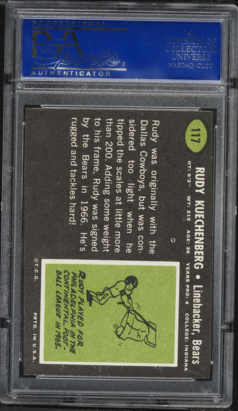 1969 Topps FB Card #117 Rudy Kuechenberg Chicago Bears ROOKIE RC PSA 8 NM-MT (MGD2)