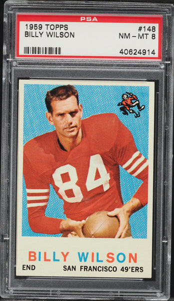 1959 Topps FB Card #148 Billy Wilson San Francisco 49ers PSA 8 NM-MT (MGD2)