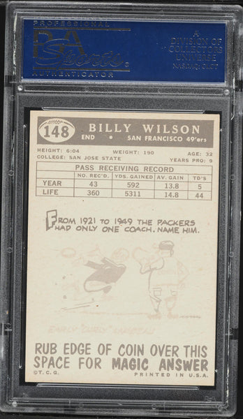 1959 Topps FB Card #148 Billy Wilson San Francisco 49ers PSA 8 NM-MT (MGD2)