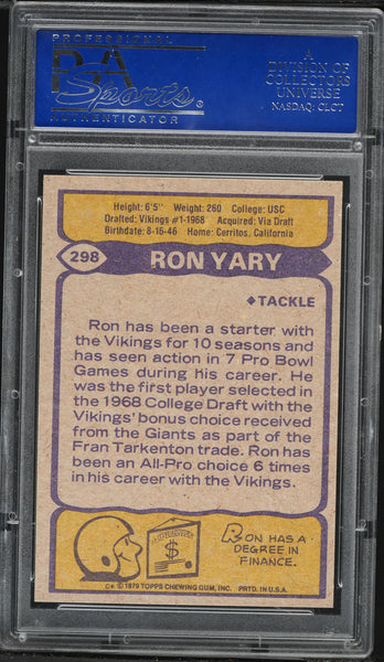 1979 Topps FB Card #298 Ron Yary Minnesota Vikings HOF PSA 9 MINT (MGD2)