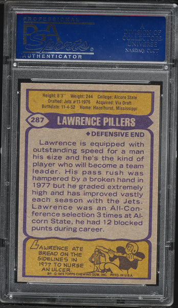 1979 Topps FB Card #287 Lawrence Pillers New York Jets PSA 9 MINT (MGD2)