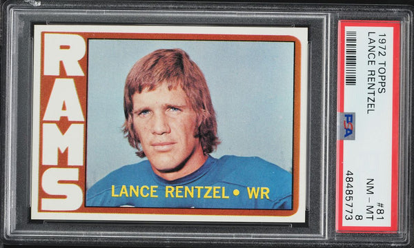 1972 Topps FB Card # 81 Lance Rentzel Los Angeles Rams PSA 8 NM-MT (MGD2)