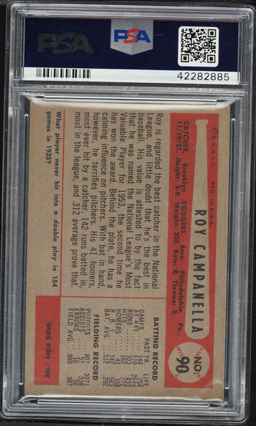 1954 Bowman BB Card # 90 Roy Campanella Brooklyn Dodgers HOF PSA 7 NRMT (MGD2)