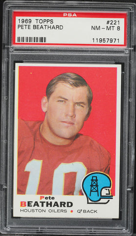 1969 Topps FB Card #221 Pete Beathard Houston Oilers PSA 8 NM-MT (MGD2)