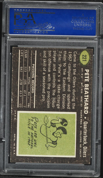 1969 Topps FB Card #221 Pete Beathard Houston Oilers PSA 8 NM-MT (MGD2)