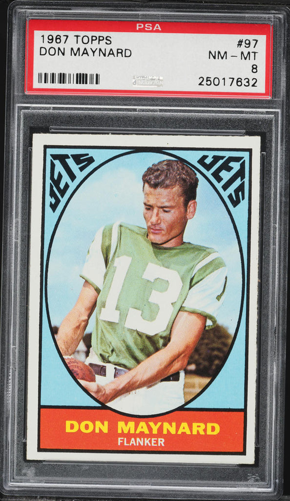 1967 Topps FB Card # 97 Don Maynard New York Jets HOF PSA 8 NM-MT (MGD2)