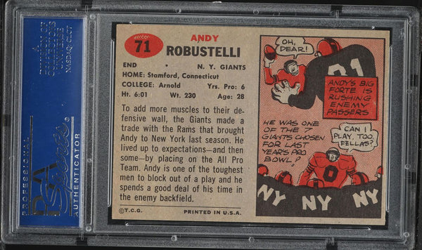 1957 Topps FB Card # 71 Andy Robustelli New York Giants HOF PSA 7 NRMT (MGD2)