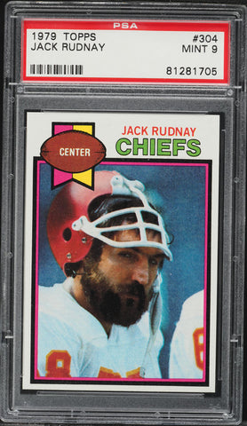 1979 Topps FB Card #304 Jack Rudnay Kansas City Chiefs HOF PSA 9 MINT (MGD2)