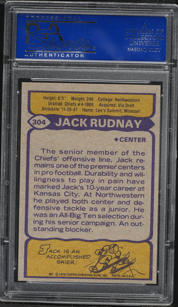 1979 Topps FB Card #304 Jack Rudnay Kansas City Chiefs HOF PSA 9 MINT (MGD2)
