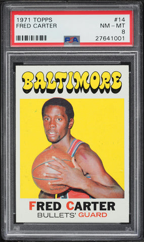 1971 Topps BkB Card # 14 Fred Carter Baltimore Bullets PSA 8 NM-MT (MGD2)