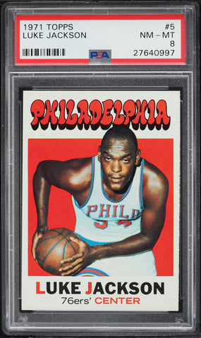 1971 Topps BkB Card # 5 Luke Jackson Philadelphia 76ers PSA 8 NM-MT (MGD2)