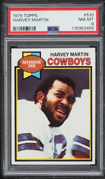 1979 Topps FB Card #510 Harvey Martin Dallas Cowboys PSA 8 NM-MT (MGD2)