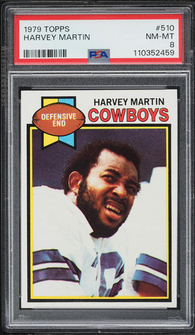 1979 Topps FB Card #510 Harvey Martin Dallas Cowboys PSA 8 NM-MT (MGD2)
