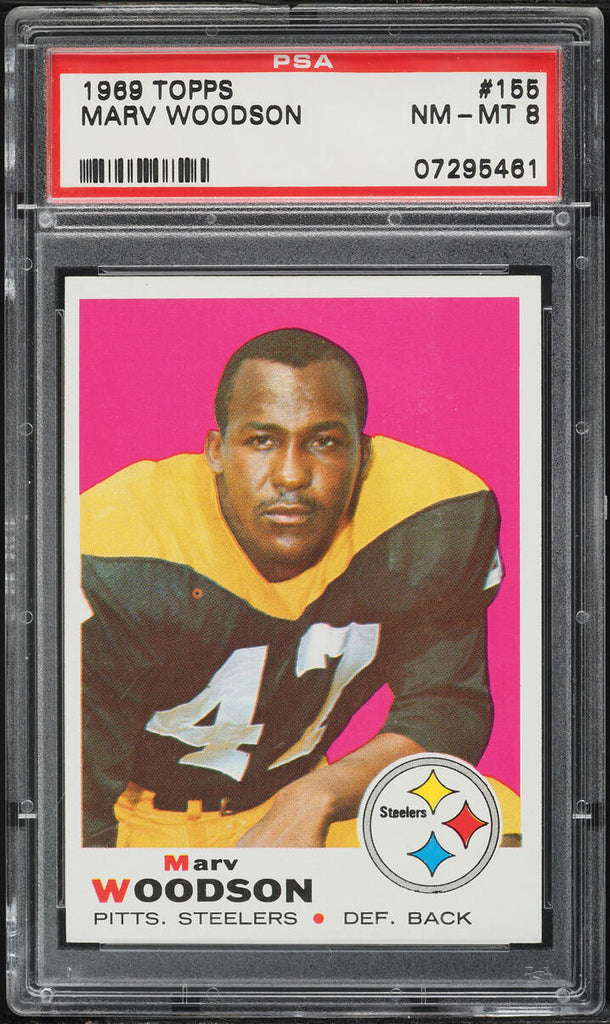 1969 Topps FB Card #155 Marv Woodson Pittsburgh Steelers PSA 8 NM-MT (MGD2)