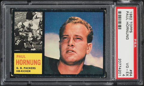 1962 Topps FB Card # 64 Paul Hornung Green Bay Packers HOF SP PSA 4 VGEX (MGD2)
