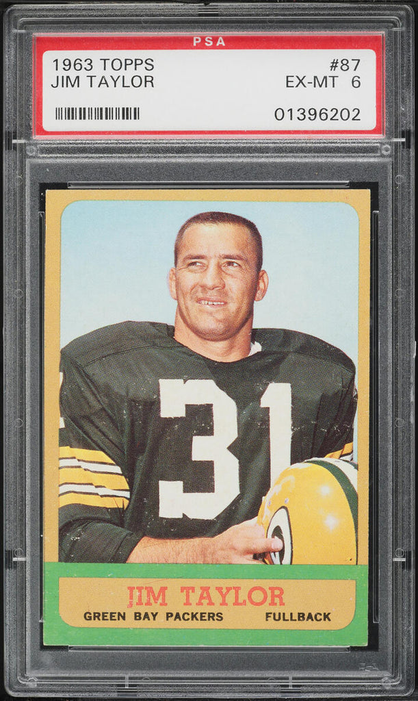 1963 Topps FB Card # 87 Jim Taylor Green Bay Packers HOF PSA 6 EXMT (MGD2)