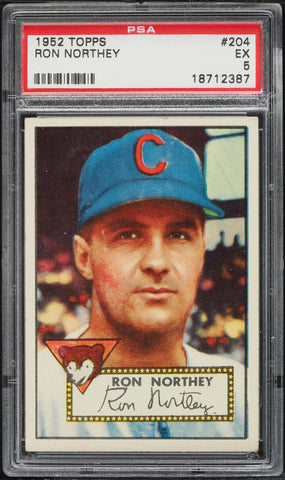 1952 Topps BB Card #204 Ron Northey Chicago Cubs PSA 5 EX (MGD2)