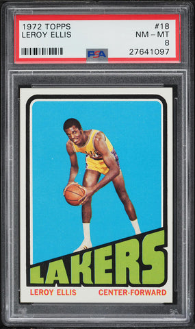 1972 Topps BkB Card # 18 Leroy Ellis Los Angeles Lakers PSA 8 NM-MT (MGD2)