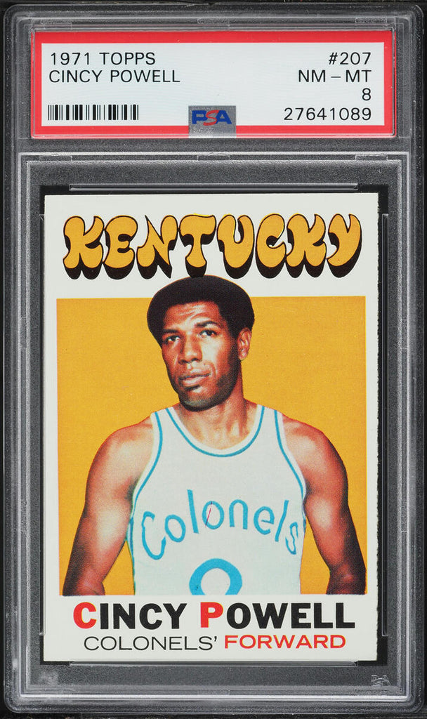 1971 Topps BkB Card #207 Cincy Powell Kentucky Colonels ROOKIE RC PSA 8 NM-MT (MGD2)