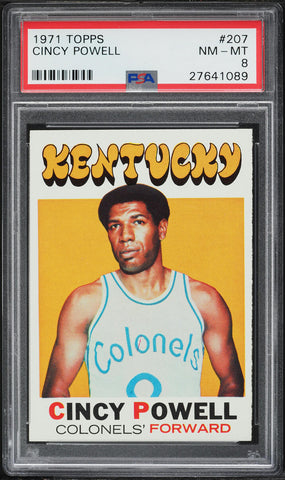 1971 Topps BkB Card #207 Cincy Powell Kentucky Colonels ROOKIE RC PSA 8 NM-MT (MGD2)