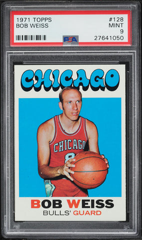 1971 Topps BkB Card #128 Bob Weiss Chicago Bulls PSA 9 MINT (MGD2)