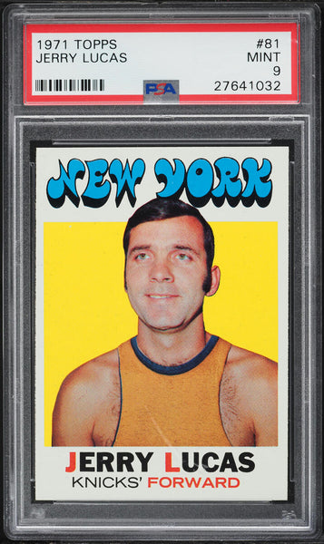 1971 Topps BkB Card # 81 Jerry Lucas New York Knicks HOF PSA 9 MINT (MGD2)