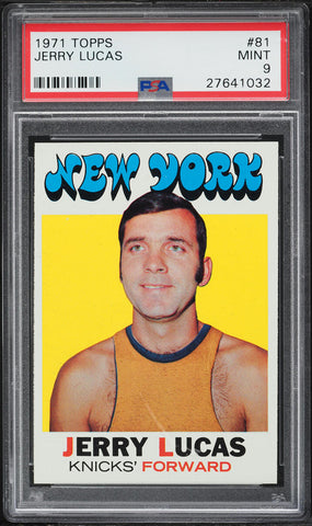 1971 Topps BkB Card # 81 Jerry Lucas New York Knicks HOF PSA 9 MINT (MGD2)
