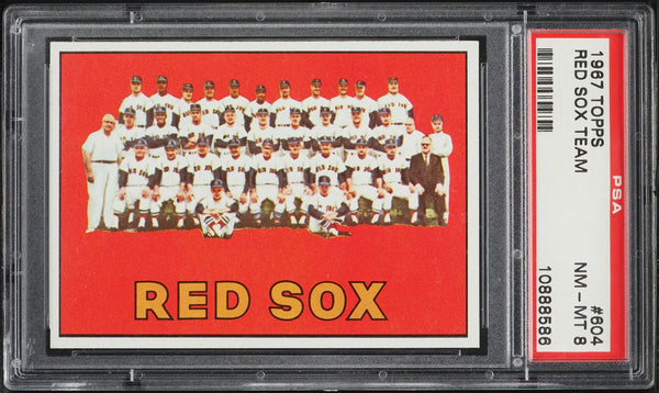1967 Topps BB Card #604 Boston Red Sox TEAM CARD PSA 8 NM-MT (MGD2)