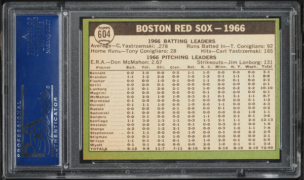 1967 Topps BB Card #604 Boston Red Sox TEAM CARD PSA 8 NM-MT (MGD2)