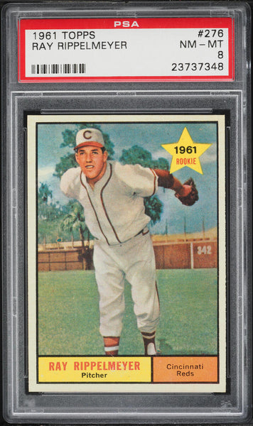 1961 Topps BB Card #276 Ray Rippelmeyer Cincinnati Reds ROOKIE RC PSA 8 NM-MT (MGD2)